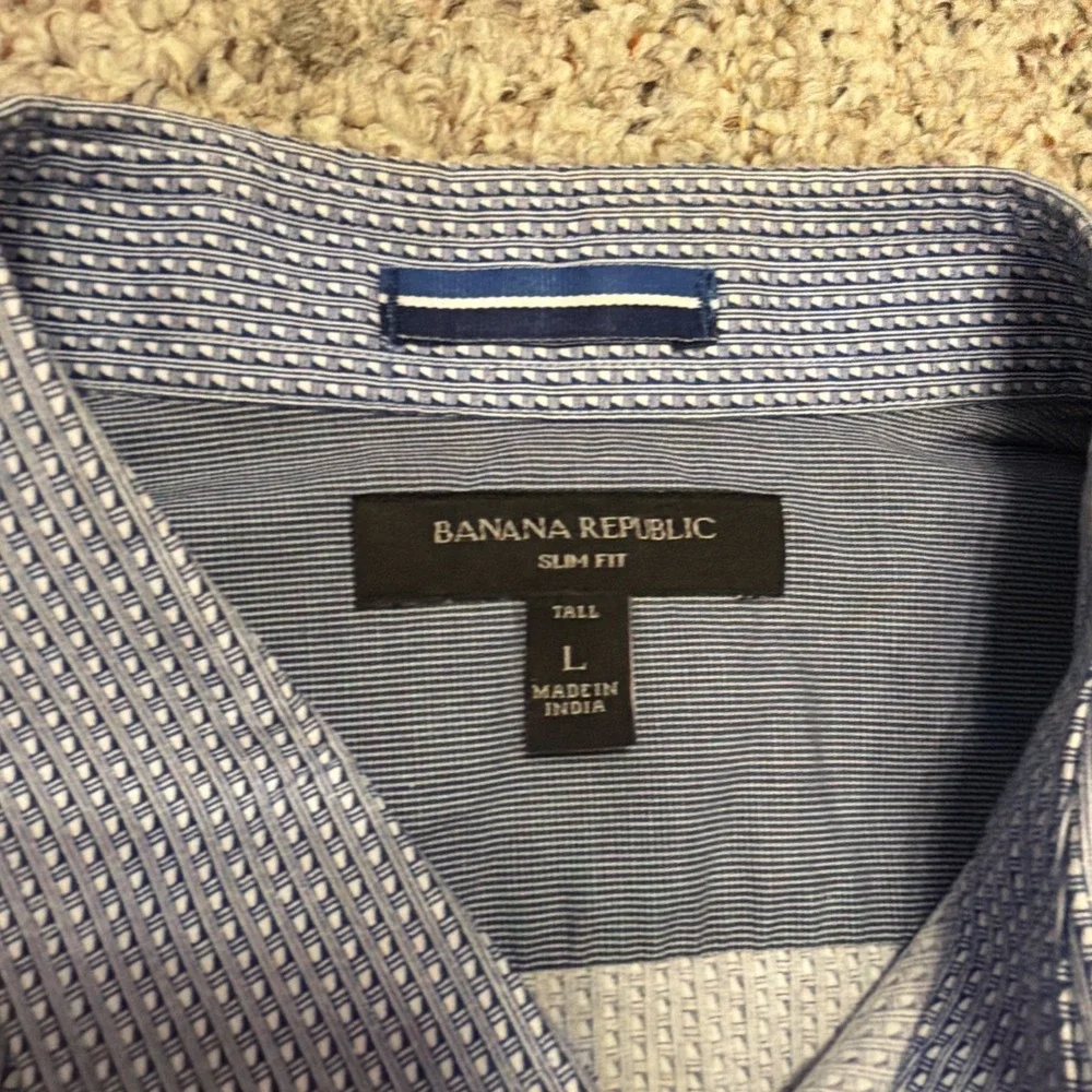 Banana Republic Blue Dress Shirt Mens Large L Slim Fit Button Up